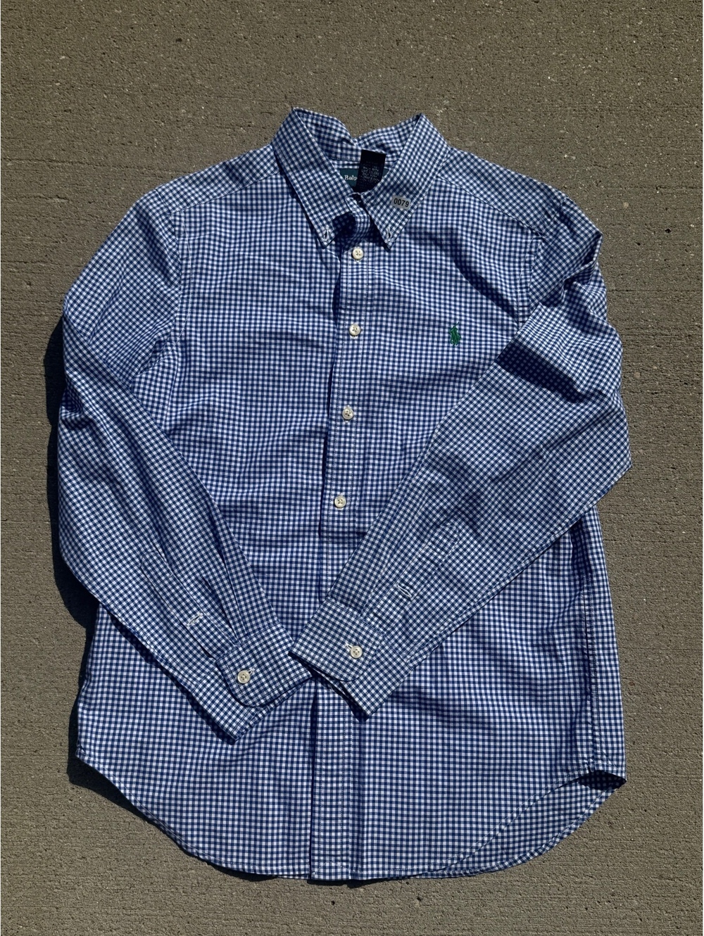 Ralph Lauren Boys' Blue Gingham Button-Down Shirt Size L (14-16)
